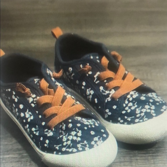 Other - Oshkosh Navy Floral Kids Sneakers with Tan Laces